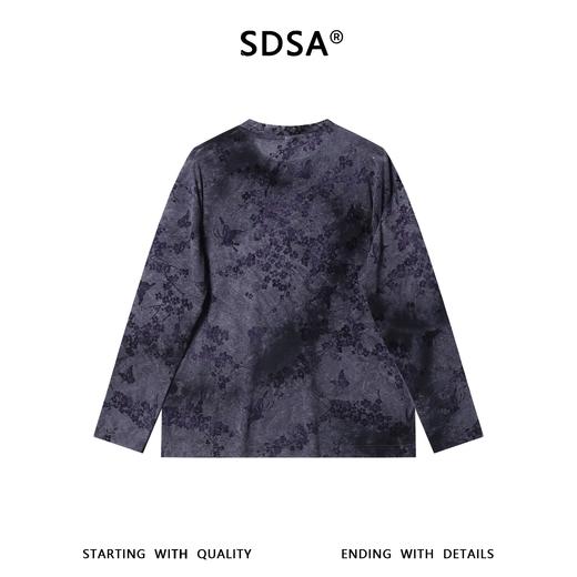 SDSA男装2026新款高贵轻奢时尚扎染植绒花卉圆领长袖T恤百搭上衣 商品图4