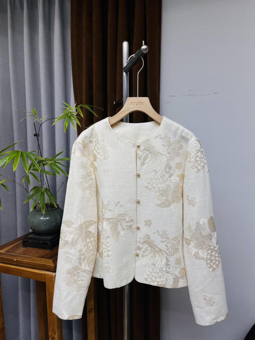 原单新款重磅提花亚麻外套 商品图3