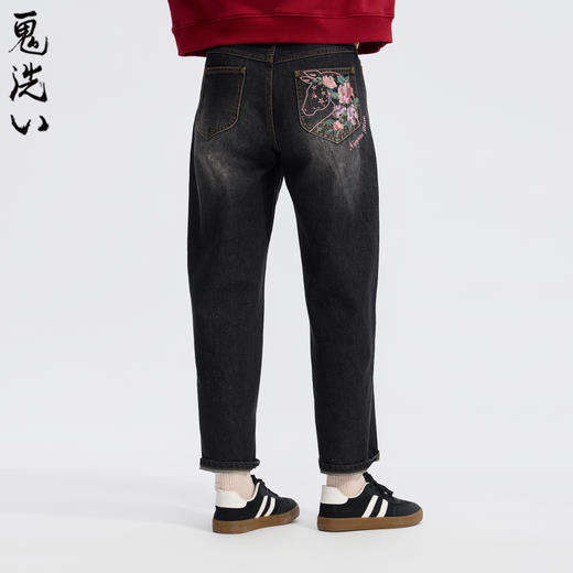 ONIARAI/鬼洗26春季新品泥棒蓝马花卉刺绣宽松锥形长裤女 26N4404 商品图0