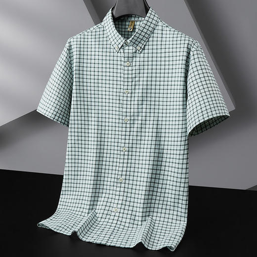 【DG】大依优型大码男装夏季纯棉短袖衬衫格子上衣休闲百搭加肥加大码 商品图1