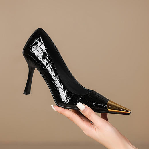 【预售7天】防踢金属头漆皮高级感轻奢细跟高跟鞋FDJ&YC-381 商品图3