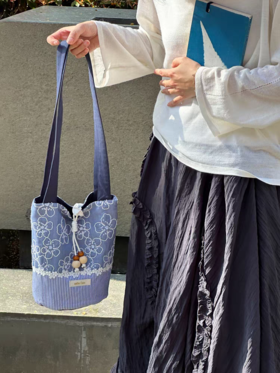 nothe Case布然/NC251110/「蓝屿扶桑」原创小众拼接水桶包