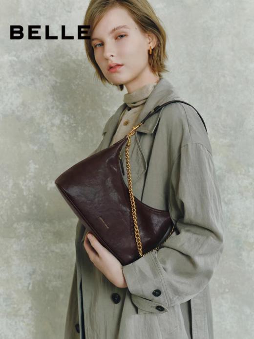 BF楼百丽包包女通勤海鸥老花单肩斜挎轻便旅行hobo腋下包X7424AX6 商品图2