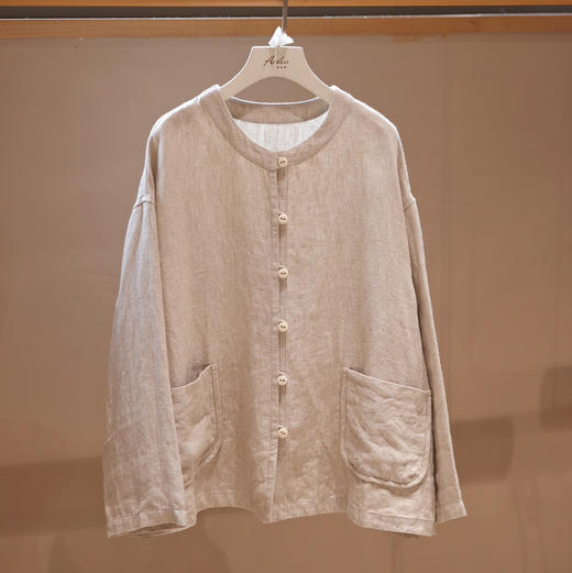 黄阿福 重磅亚麻斜纹圆领开衫 商品图0