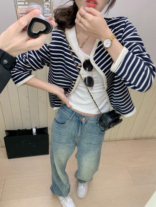 <曾小咸推荐>条纹针织毛衣开衫外套女 商品图3