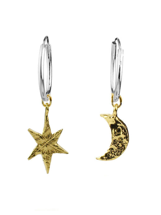 momoko｜14mm North Star and Moon Hoop [耳环] 商品图0