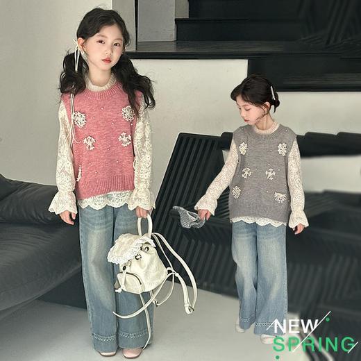 二店y 【喜慕5010】是套装哈， 甜度超标的花马甲蕾丝小衫套装 商品图0