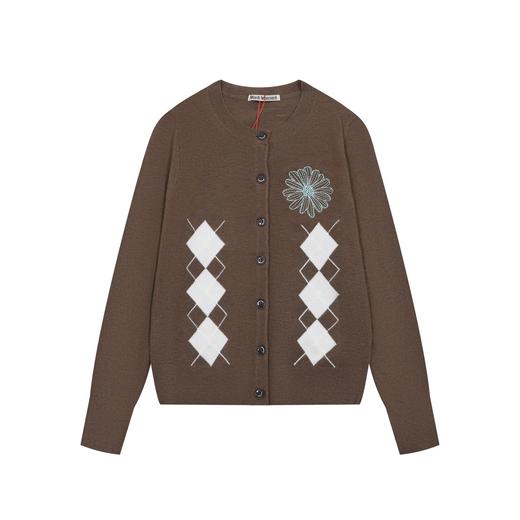 韩国潮牌MARDI！ 25ss老钱风徽标刺绣单排扣格子长袖针织衫明星同款！ 商品图4