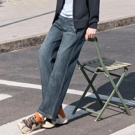 半身缘男裤 春季时尚宽松亲肤复古百搭直筒牛仔裤261101P10130222 商品图1