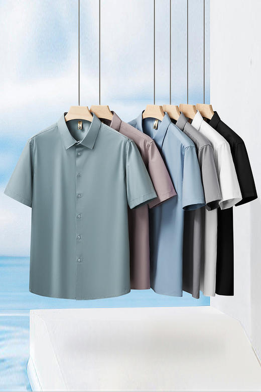 【DG】大依优型大码男装夏季纯色短袖衬衫商务休闲百搭T恤上衣300 商品图5