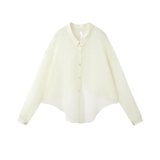 谜底轻薄刺绣衬衣长袖2026夏新品不规则下摆开衫衬衫女262MC0608 商品图4