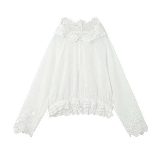 谜底刺绣外套长袖2026年夏新品短款轻薄连帽复古文艺女262MW0476 商品图4