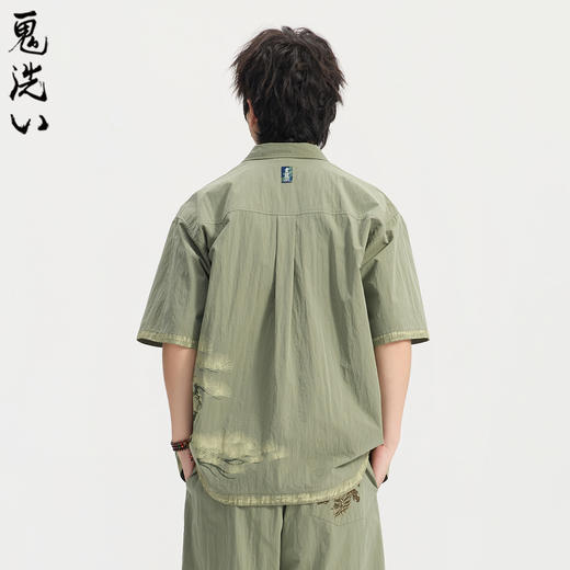ONIARAI/鬼洗26春夏新品鬼洗常青松宽松刷色短袖衬衫男 B740029 商品图1