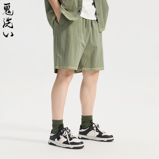 ONIARAI/鬼洗26春夏新品鬼洗常青松刷色宽松中裤休闲裤男 26B0542 商品图1