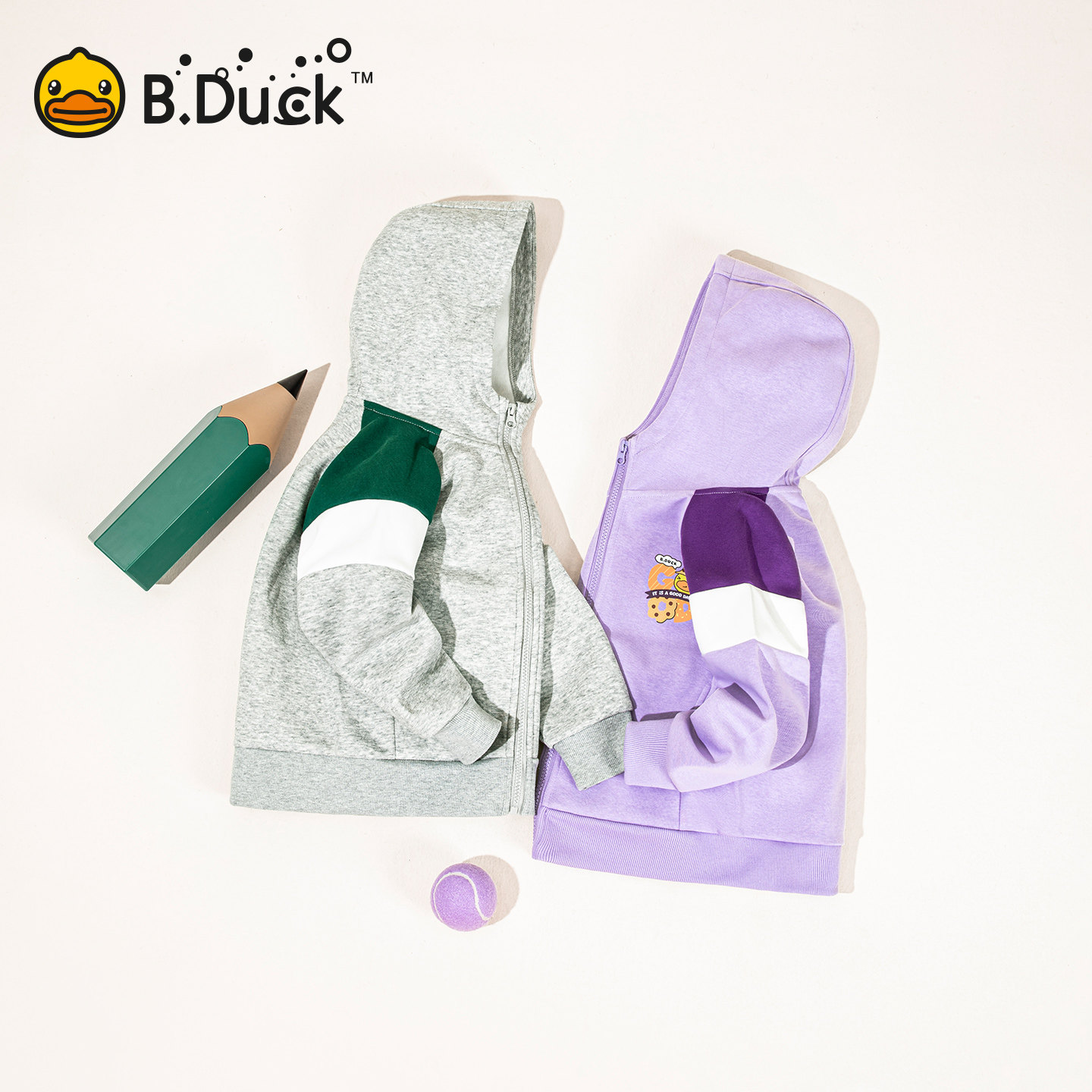 bduck小黄鸭童装男童外套春秋装连帽中大童开衫儿童上衣110-160 BF3607011