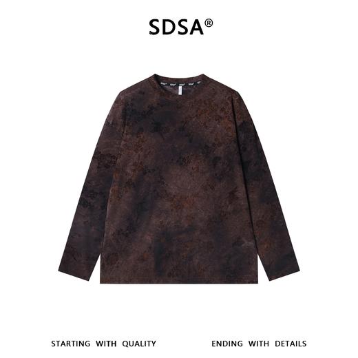 26T112SDSA男装2026新款高贵轻奢时尚扎染植绒花卉圆领长袖T恤百搭上衣 商品图1