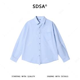 SDSA男装2026新款高贵轻奢韩版简约纯色翻领长袖衬衫百搭商务衬衣