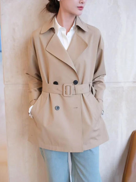 【高品质私服】【IC丝羊毛平纹布双排扣风衣】百搭经典的驼色 满载洒脱时髦N1211-CC【无标出货 介意慎拍】 商品图6