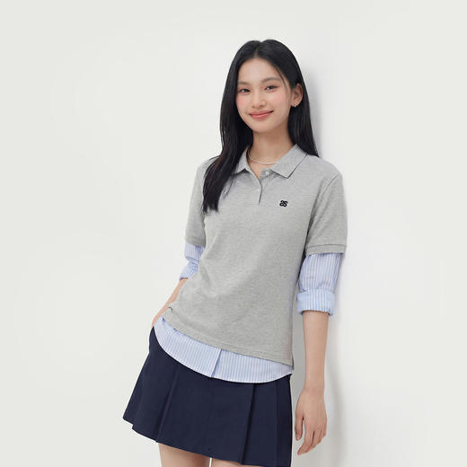 森马POLO衫女夏季字母刺绣宽松落肩质感简约休闲风潮流百搭套头衫 商品图2