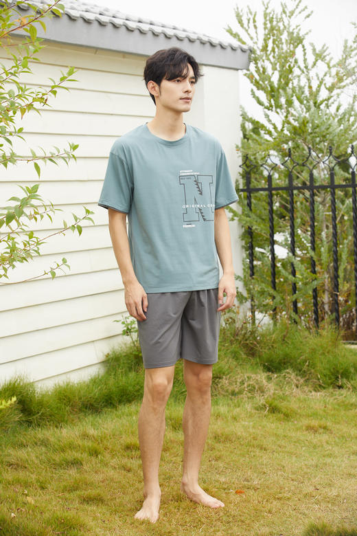 【79元限时秒杀】【秀黛】男圆领字母短袖套装男士夏季睡衣家居服L2550018T【门店同款】【如遇缺货自动退款，介意勿拍】 商品图2