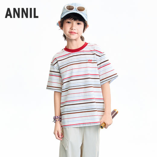 【实体店同款】男童圆领短袖针织衫夏季新款安奈儿童装AB621125 商品图0