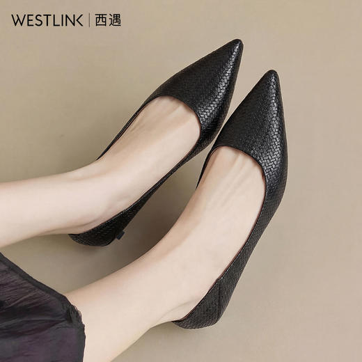 西遇尖头高跟鞋女2026春季新款浅口细跟单鞋百搭优雅气质宴会鞋子V0466286 商品图2