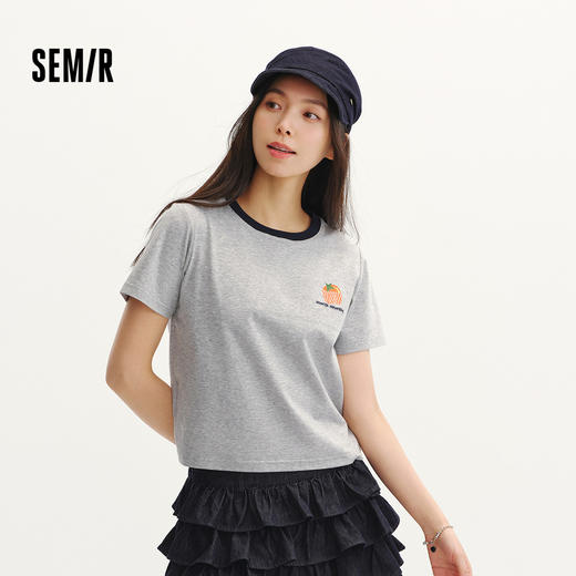 凉感T|森马短袖T恤女夏季短款图案刺绣抑菌吸湿速干2026新款衣服 商品图1