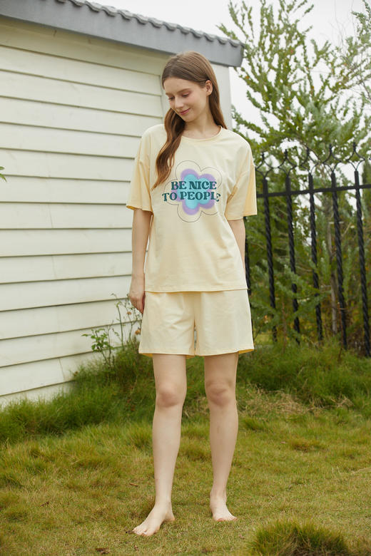 【69元限时秒杀】【秀黛】女圆领花花短袖套装女士夏季睡衣家居服L2551046T【门店同款】【如遇缺货自动退款，介意勿拍】 商品图4