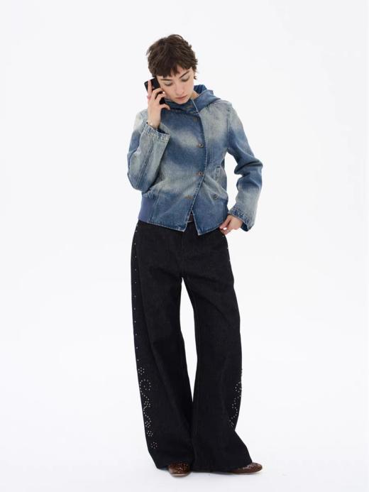 local tag/lt26ssk08/旧银铆钉 重工钉珠原色牛仔裤 商品图2