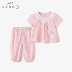 英氏女童套装家居服短袖长裤花蜜居家童装夏季YZJCJ12016A