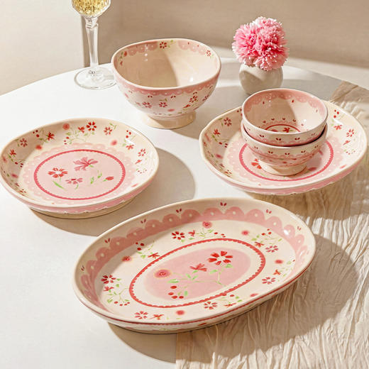 摩登主妇釉下彩餐具漂亮盘子饭碗家用2026新款碗具水果餐盘面汤碗 商品图4