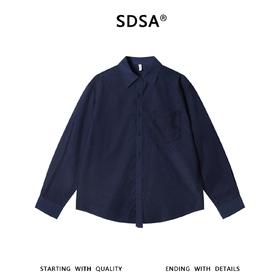 SDSA男装2026新款高贵轻奢韩版简约纯色翻领长袖衬衫百搭商务衬衣