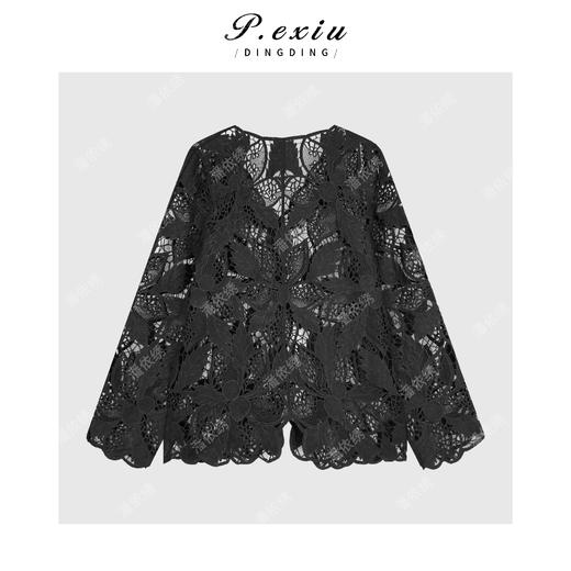法式高级感蕾丝立体勾花镂空气质长袖衬衫WH00531 商品图2