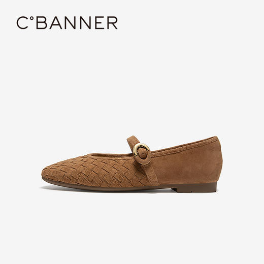 千百度羊皮拼接玛丽珍鞋女2026夏季新款平底晚晚鞋浅口小香风单鞋A26162736 商品图2