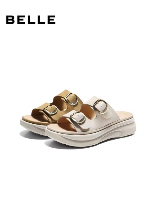 BF楼百丽复古双饰扣勃肯鞋女2026夏新商场同款厚底增高拖鞋F5T1DBT6 商品图0