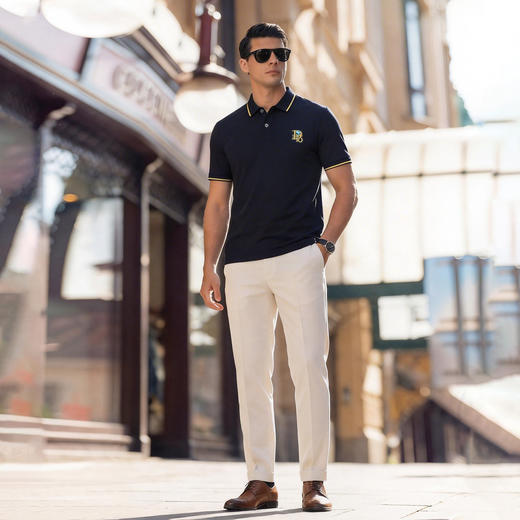 【DG】【桑蚕丝+亚麻】大依优型大码男装夏季亚麻棉POLO衫短袖商务休闲上衣 商品图1