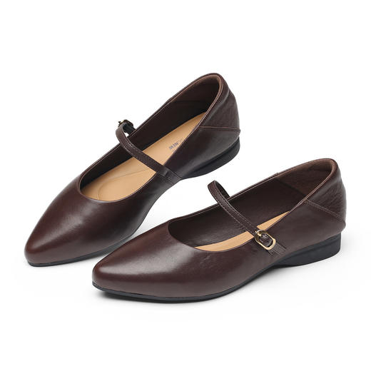 复古风一字扣带玛丽珍鞋女平底尖头单鞋软底配裙子工作鞋X6C002-16 商品图4