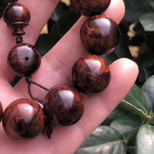 【青山特惠】1.8*13颗沉水级海南黄花梨紫油梨满褶皱水波戴瘤疤老料文玩手串h155 商品图3