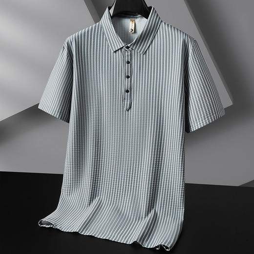 【DG】大依优型大码男装夏季冰丝条纹短袖POLO衫商务休闲百搭T恤上衣300 商品图1