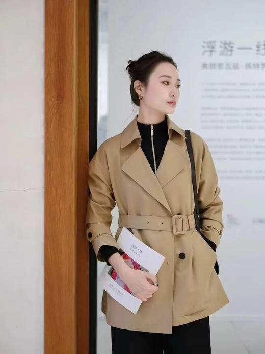 【高品质私服】【IC丝羊毛平纹布双排扣风衣】百搭经典的驼色 满载洒脱时髦N1211-CC【无标出货 介意慎拍】 商品图5