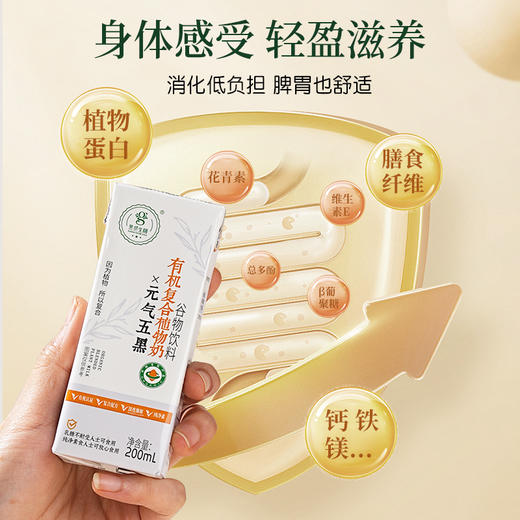 元气五黑 有机复合植物奶200ml/盒 10盒/提 商品图3