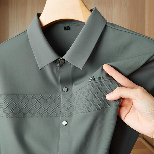 【DDP】大依优型大码男装春季翻领长袖衬衫商务休闲透气免烫长袖T恤 商品图2