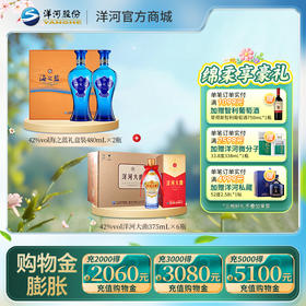 【组合装】42度海之蓝礼盒装480mLx2瓶＋42度洋河大曲375mLx6瓶整箱装