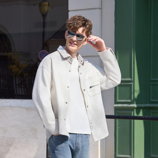 半身缘男装 春季舒适百搭渐变水洗牛仔绣标衬衫261212P01010229 商品图2