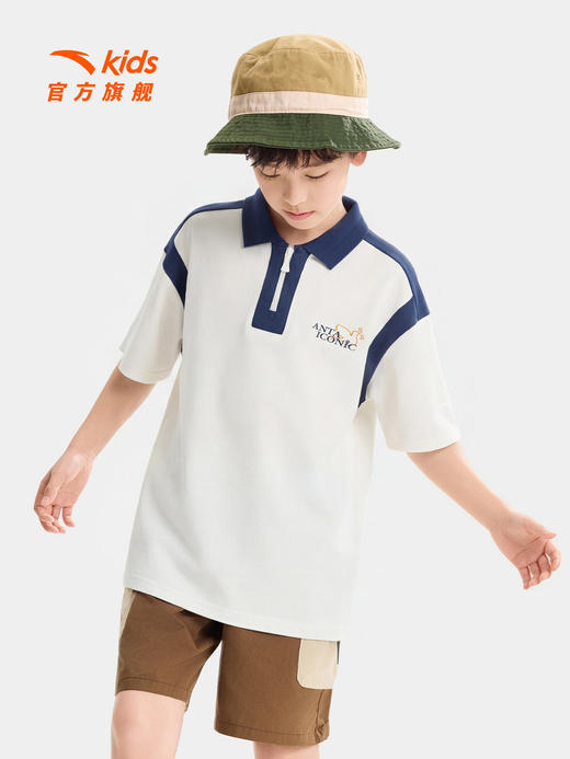 精英文化安踏儿童男大童短袖POLO衫2026夏季新款亲肤运动T恤潮352628109 商品图1