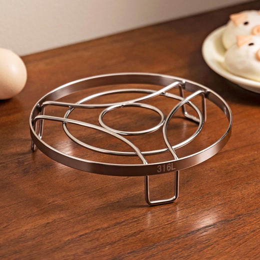 摩登主妇316L不锈钢蒸笼蒸架蒸煮支架厨房多功能置物架台面隔热架 商品图0