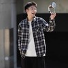 重磅法兰绒彩格口袋衬衫美式复古格子中性简约衬衫休闲廓形百搭男女外套 商品缩略图0