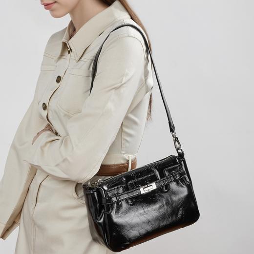 头层牛皮时尚单肩包斜挎真皮小方包 商品图1