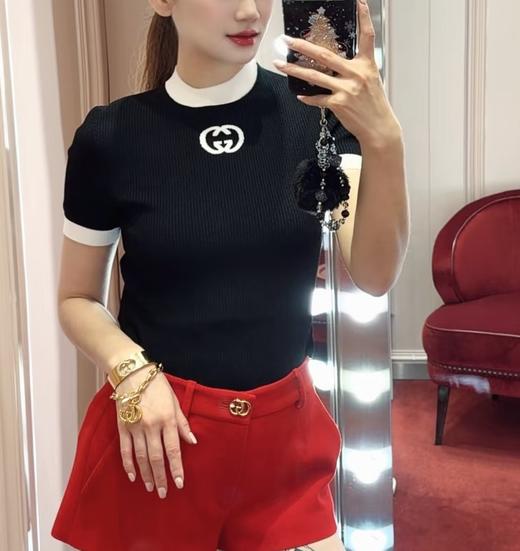 女款logo短袖针织衫he012 商品图3