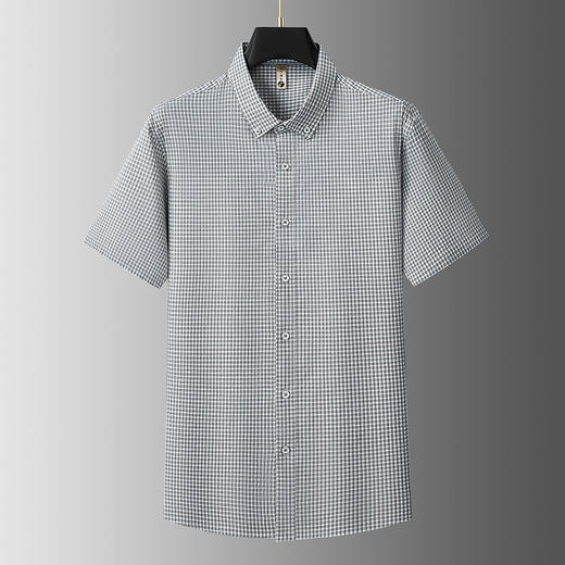 【DG】【纯棉】大依优型大码男装夏季纯色格子短袖衬衫商务休闲T恤300斤 商品图2